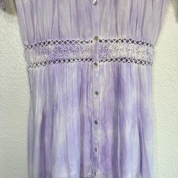 Love Shack Fancy Dress Womens Beth Midi Tie Dye Lace Vacation Resort Boho - Picture 7 of 14